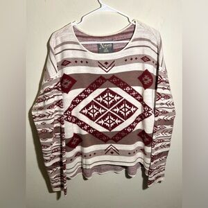 Natural Reflections South Western Print Sweater Womens Size Large Long Sleeve